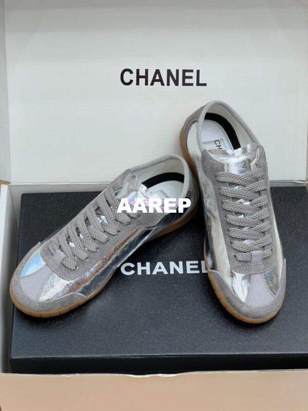 Replica Chanel 24P Calfskin & Suede Calfskin Trainers G45998 Silver 3