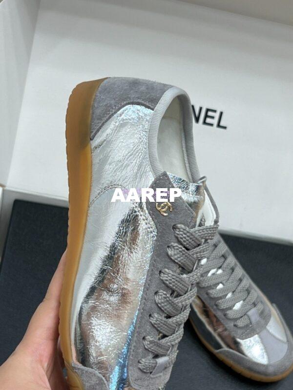 Replica Chanel 24P Calfskin & Suede Calfskin Trainers G45998 Silver 5