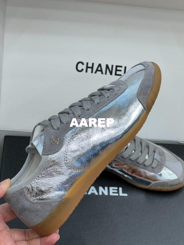 Replica Chanel 24P Calfskin & Suede Calfskin Trainers G45998 Silver 6