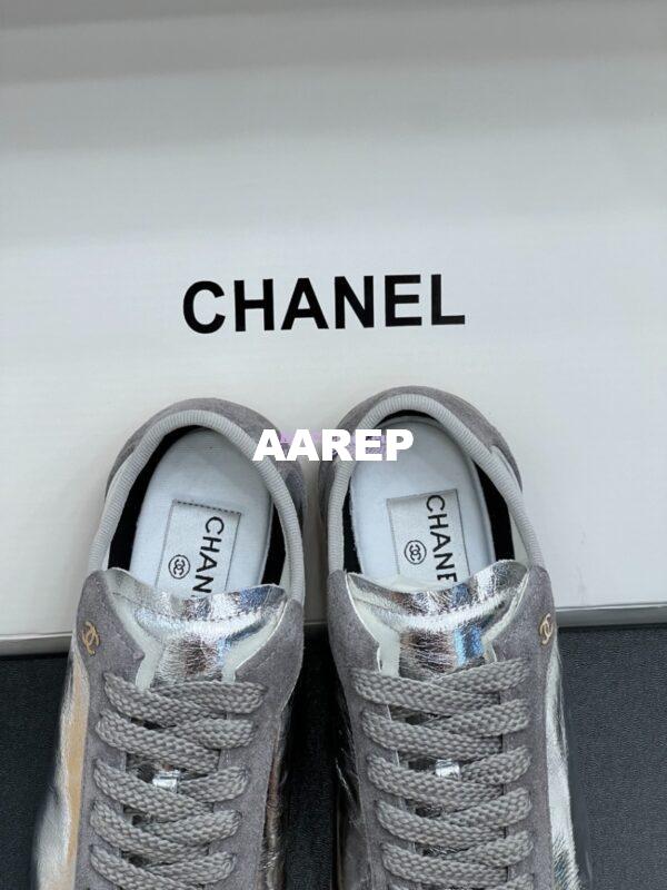 Replica Chanel 24P Calfskin & Suede Calfskin Trainers G45998 Silver 7