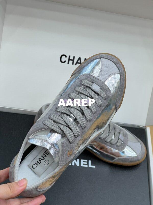 Replica Chanel 24P Calfskin & Suede Calfskin Trainers G45998 Silver 8