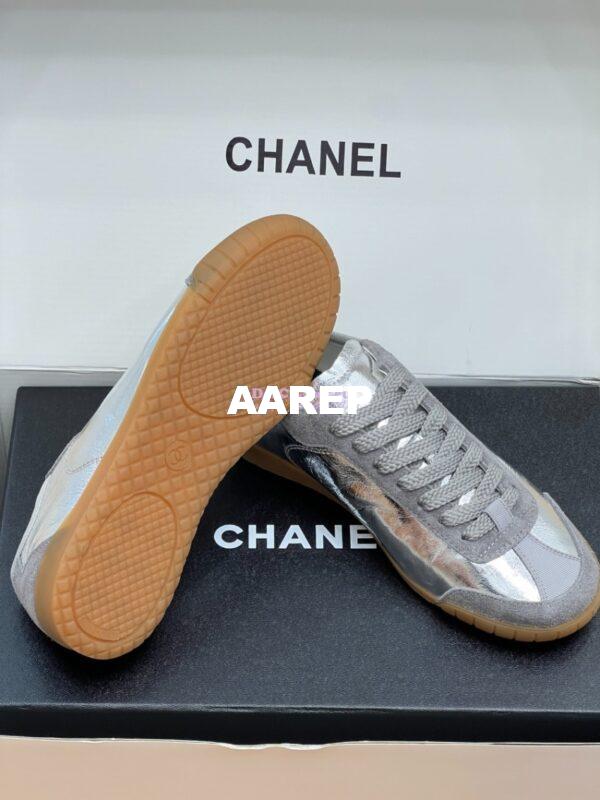 Replica Chanel 24P Calfskin & Suede Calfskin Trainers G45998 Silver 9