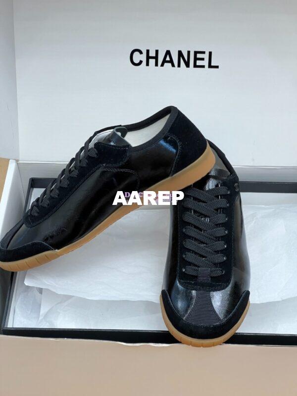 Replica Chanel 24P Calfskin & Suede Calfskin Trainers G45998 Black 2