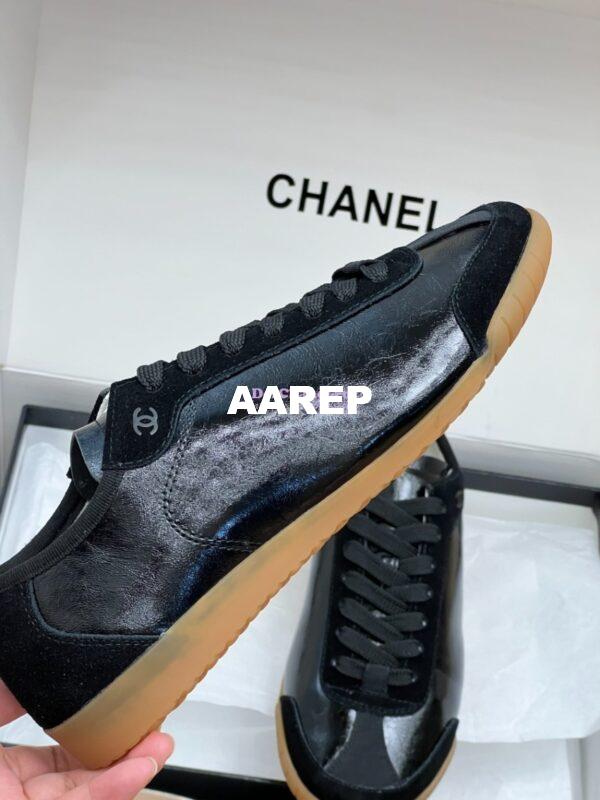 Replica Chanel 24P Calfskin & Suede Calfskin Trainers G45998 Black 4