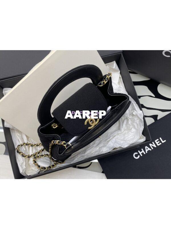 Replica Chanel Mini Shopping Bag in Jersey AS4416 Black 2