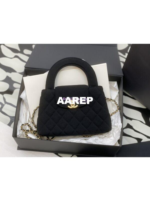 Replica Chanel Mini Shopping Bag in Jersey AS4416 Black 3