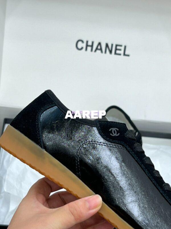 Replica Chanel 24P Calfskin & Suede Calfskin Trainers G45998 Black 7