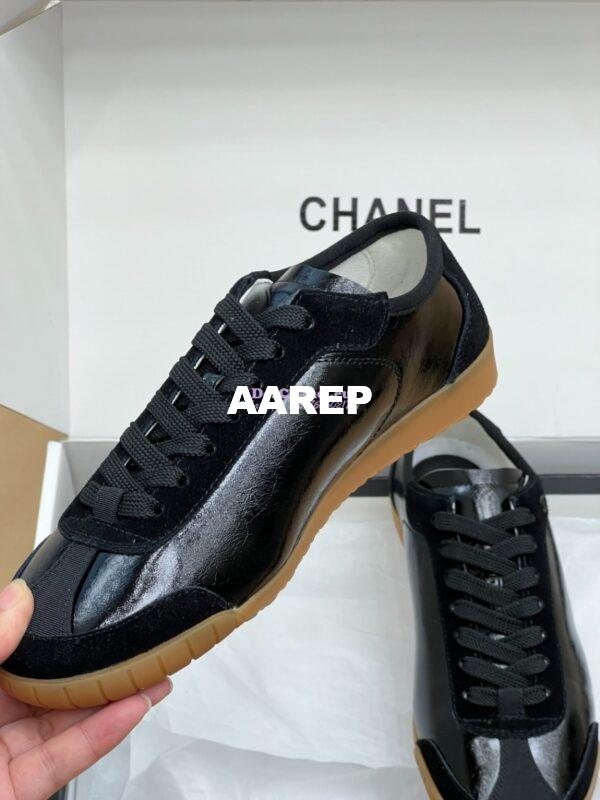 Replica Chanel 24P Calfskin & Suede Calfskin Trainers G45998 Black 8