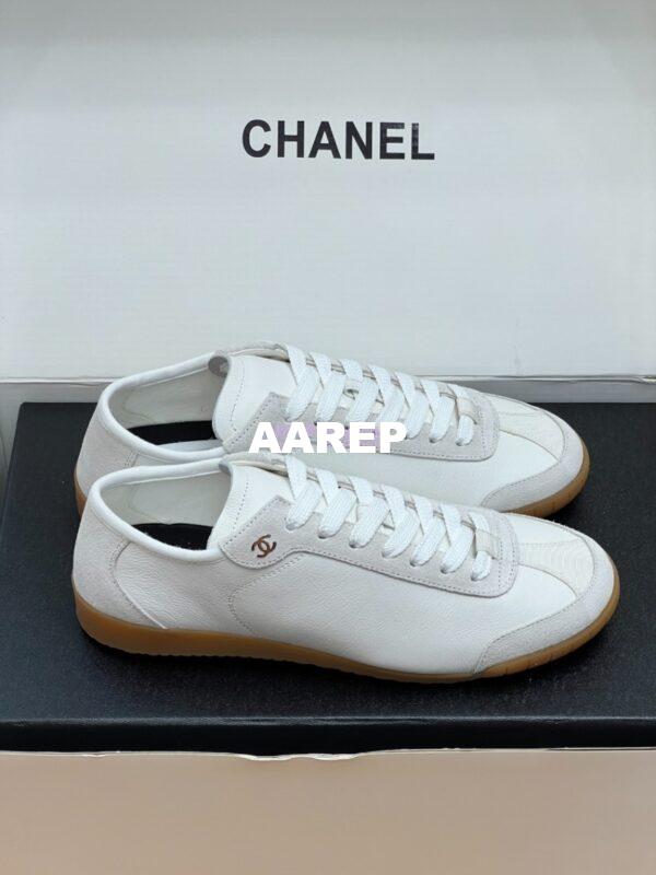 Replica Chanel 24P Calfskin & Suede Calfskin Trainers G45998 White 4