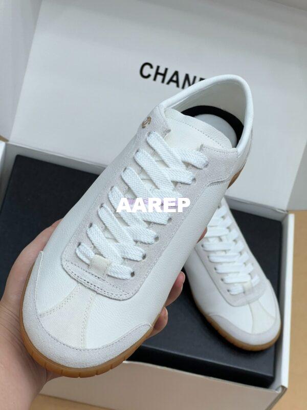 Replica Chanel 24P Calfskin & Suede Calfskin Trainers G45998 White 6