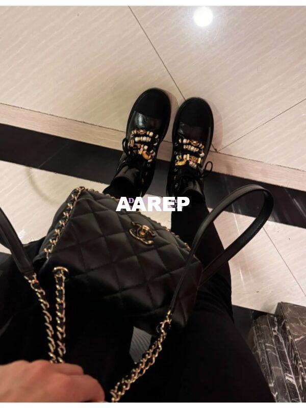 Replica Chanel 2024FW Combat Boots 50mm in Calfskin, Grosgrain, Imitation Pearls, Strass & Metal G45856 4