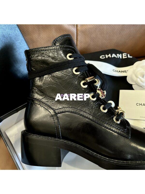 Replica Chanel 2024FW Combat Boots 50mm in Calfskin, Grosgrain, Imitation Pearls, Strass & Metal G45856 12