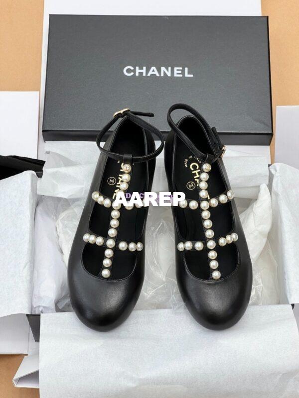 Replica Chanel 24P Mary Janes Goatskin & Imitation Pearls G45752 Black 3