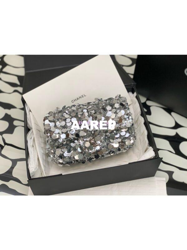 Replica Chanel Mini Flap Bag In Silver Sequins AS3523 (LIMITED EDITION)