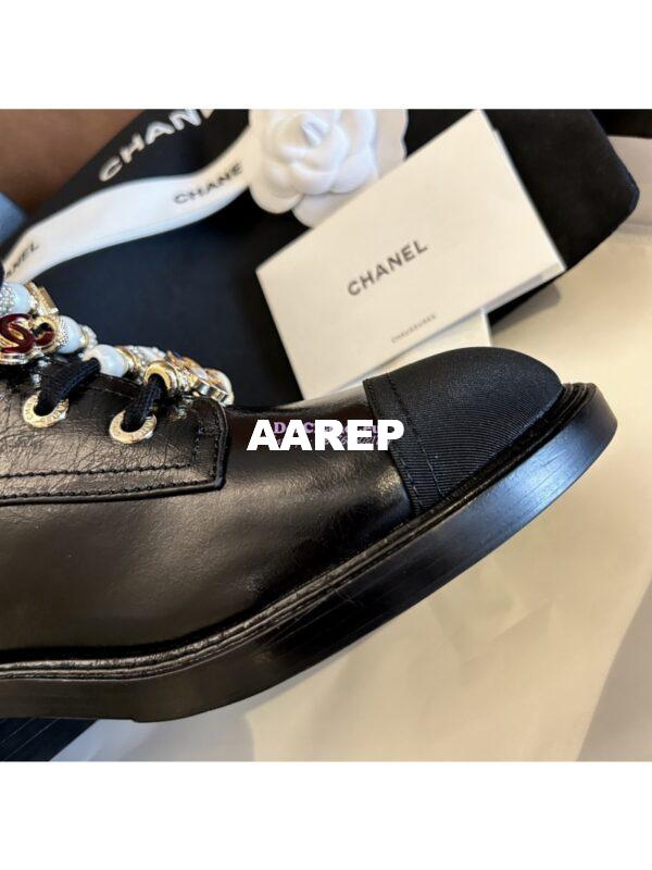 Replica Chanel 2024FW Combat Boots 50mm in Calfskin, Grosgrain, Imitation Pearls, Strass & Metal G45856 18