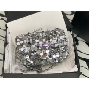 Replica Chanel Mini Flap Bag In Silver Sequins AS3523 (LIMITED EDITION) 2