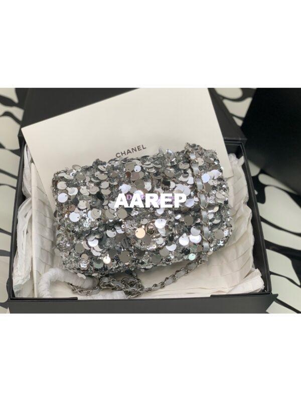 Replica Chanel Mini Flap Bag In Silver Sequins AS3523 (LIMITED EDITION) 2