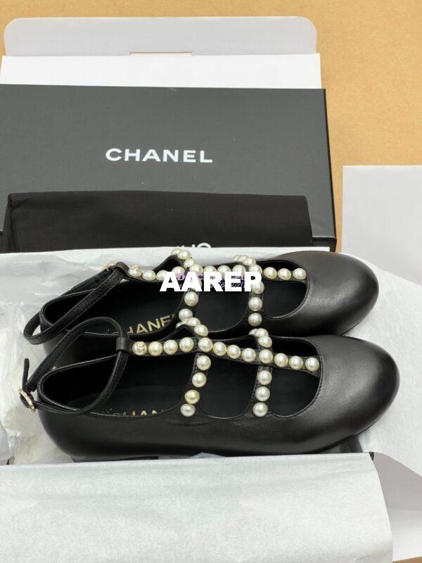 Replica Chanel 24P Mary Janes Goatskin & Imitation Pearls G45752 Black 5