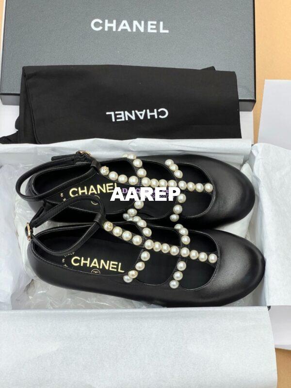 Replica Chanel 24P Mary Janes Goatskin & Imitation Pearls G45752 Black 6
