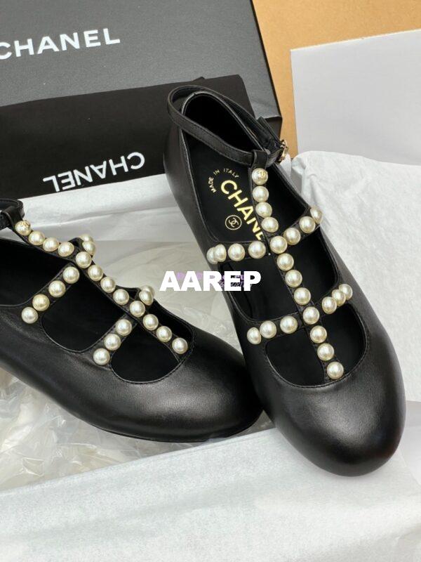 Replica Chanel 24P Mary Janes Goatskin & Imitation Pearls G45752 Black 7