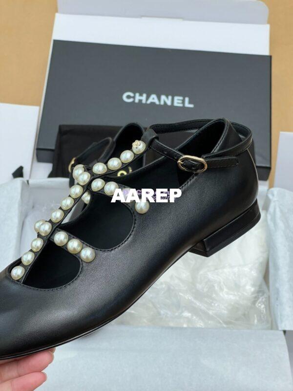 Replica Chanel 24P Mary Janes Goatskin & Imitation Pearls G45752 Black 8