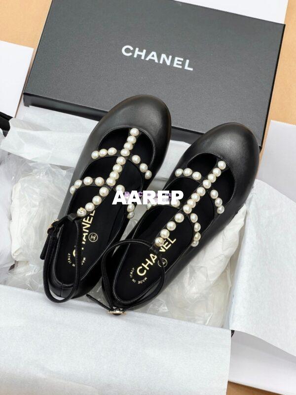 Replica Chanel 24P Mary Janes Goatskin & Imitation Pearls G45752 Black 9