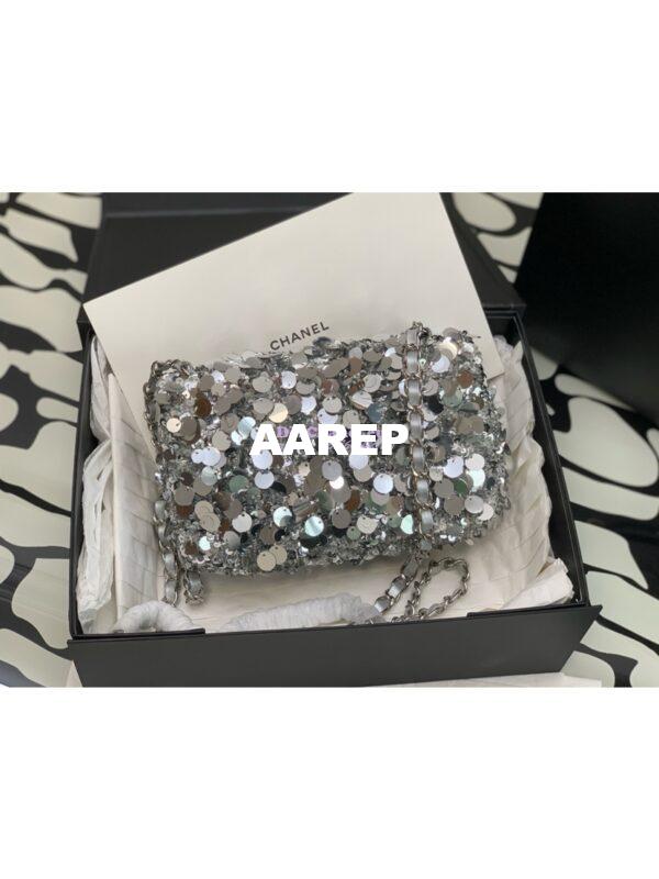 Replica Chanel Mini Flap Bag In Silver Sequins AS3523 (LIMITED EDITION) 8