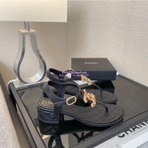 Replica Chanel Limited Edition Lambskin CC Jewels Sandals 35mm G36402 Black 2
