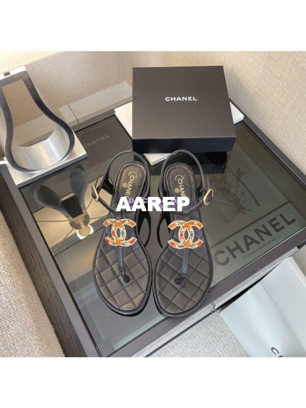 Replica Chanel Limited Edition Lambskin CC Jewels Sandals 35mm G36402 Black 5
