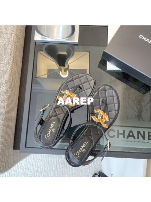 Replica Chanel Limited Edition Lambskin CC Jewels Sandals 35mm G36402 Black 7