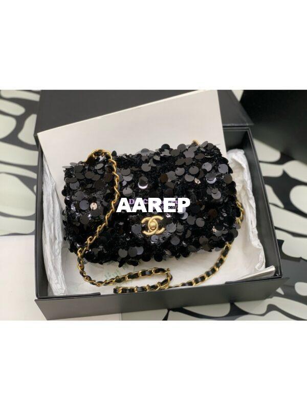 Replica Chanel Mini Flap Bag In Black Sequins AS3523 (LIMITED EDITION) 2
