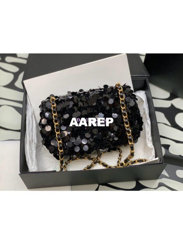 Replica Chanel Mini Flap Bag In Black Sequins AS3523 (LIMITED EDITION) 9