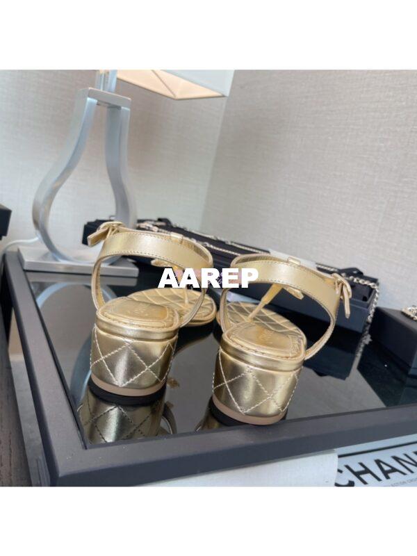 Replica Chanel Limited Edition Metallic Lambskin CC Jewels Sandals 35mm G36402 Gold 8