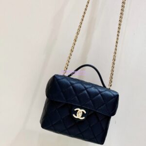 Replica Chanel 23P Grained Calfskin Small Vanity Case with Handle AS3729 Black (Limited Edition) 2