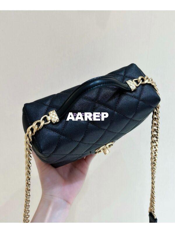 Replica Chanel 23P Grained Calfskin Small Vanity Case with Handle AS3729 Black (Limited Edition) 8