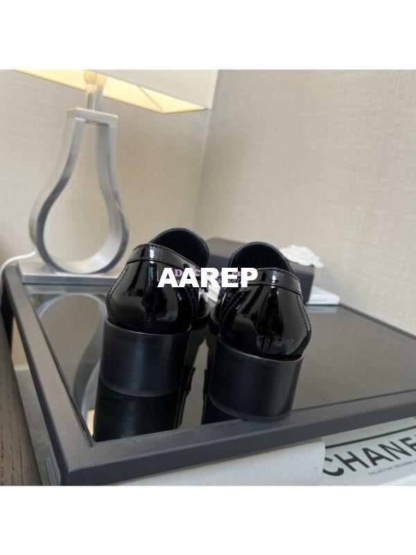 Replica Chanel 24A Heart CC Loafers Glossy Calfskin 50mm G39697 Black 7