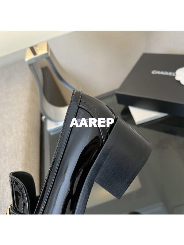 Replica Chanel 24A Heart CC Loafers Glossy Calfskin 50mm G39697 Black 8