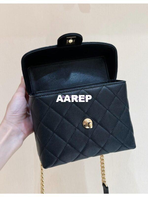 Replica Chanel 23P Grained Calfskin Small Vanity Case with Handle AS3729 Black (Limited Edition) 13