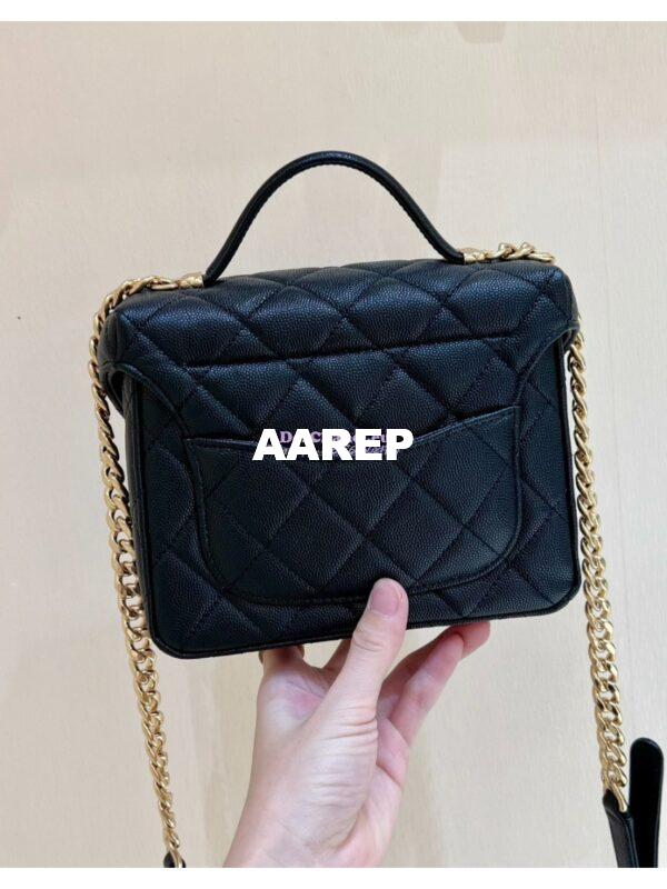 Replica Chanel 23P Grained Calfskin Small Vanity Case with Handle AS3729 Black (Limited Edition) 17