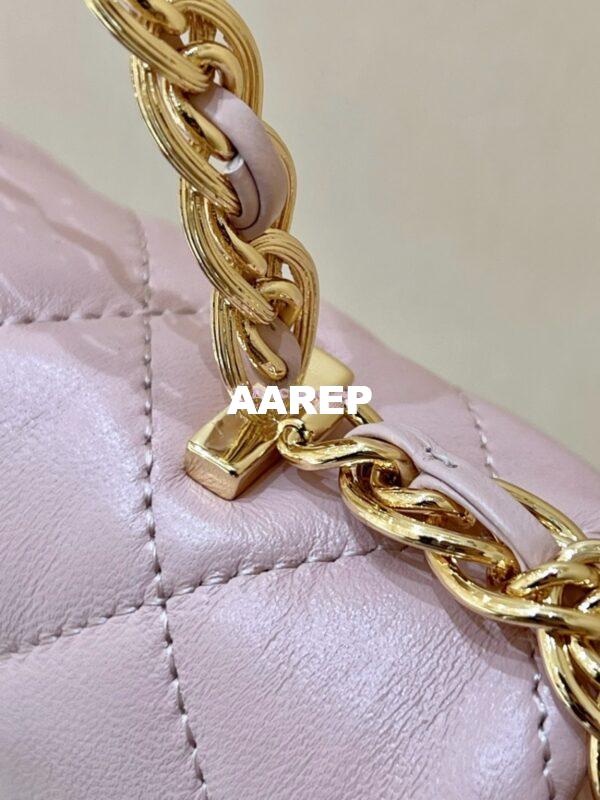 Replica Chanel Shiny Lambskin Small Flap Bag with Top Handle AS4023 Pink 10