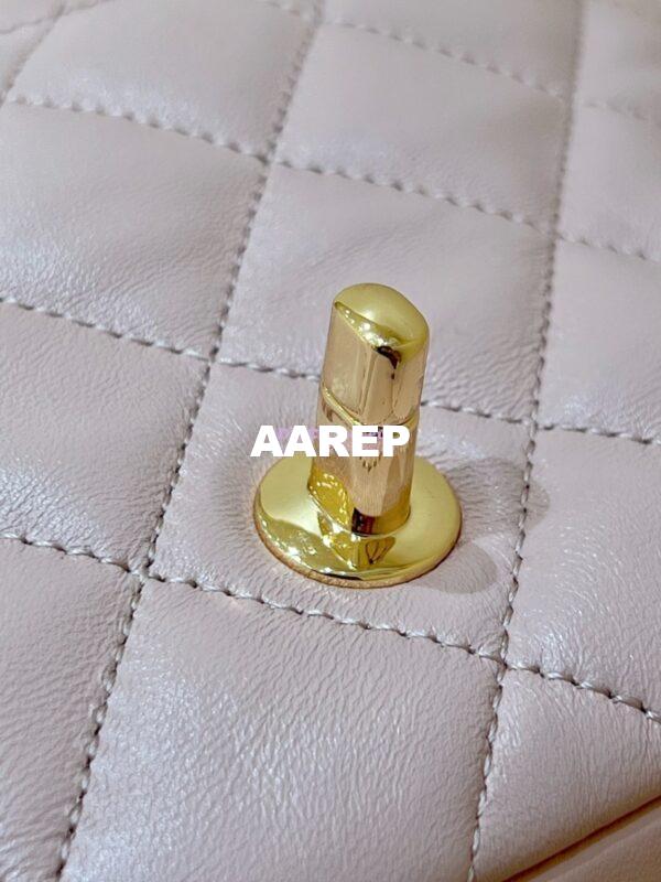 Replica Chanel Shiny Lambskin Small Flap Bag with Top Handle AS4023 Pink 12