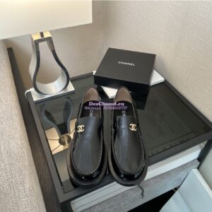 Replica Chanel 24P Mocassins Glossy Calfskin G45882 Black