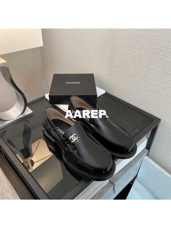 Replica Chanel 24P Mocassins Glossy Calfskin G45882 Black 4