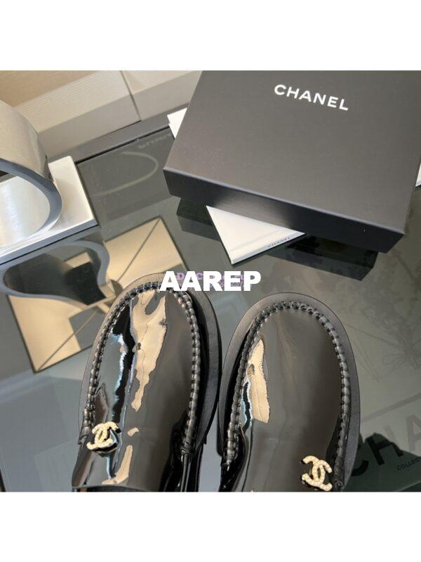 Replica Chanel 24P Mocassins Glossy Calfskin G45882 Black 6