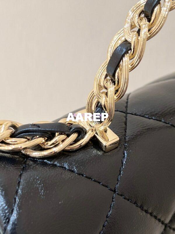 Replica Chanel Shiny Lambskin Small Flap Bag with Top Handle AS4023 Black 11