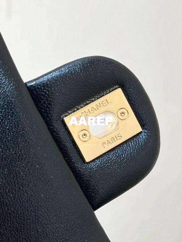Replica Chanel Shiny Lambskin Small Flap Bag with Top Handle AS4023 Black 14