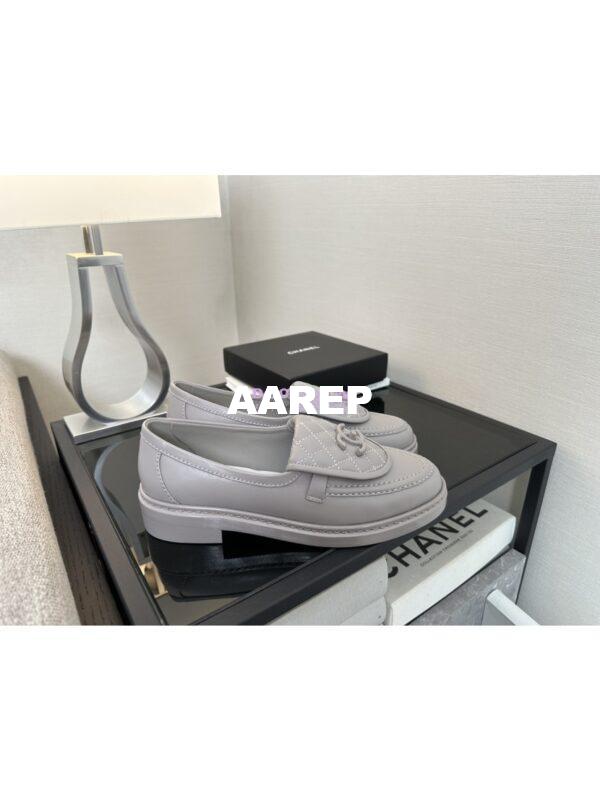 Replica Chanel 24A Twist Lock CC Lambskin Loafers G36646 Grey 3
