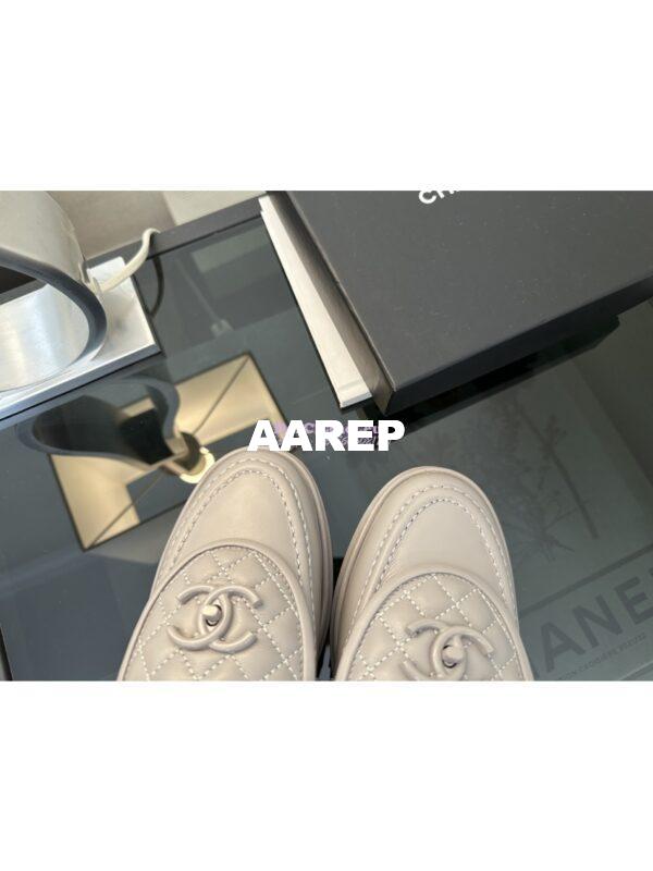 Replica Chanel 24A Twist Lock CC Lambskin Loafers G36646 Grey 5
