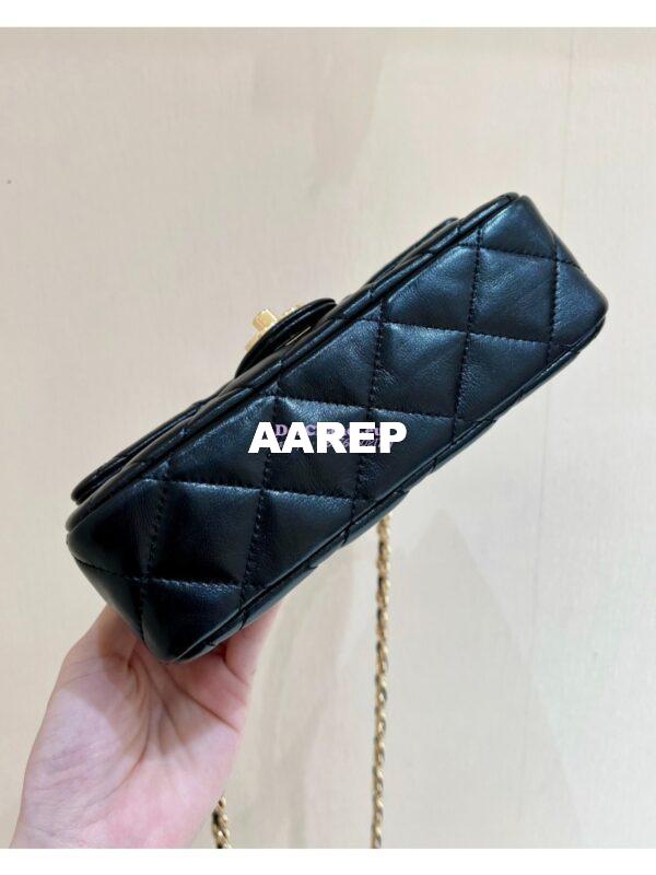 Replica Chanel Shiny Lambskin Small Flap Bag with Top Handle AS4023 Black 19