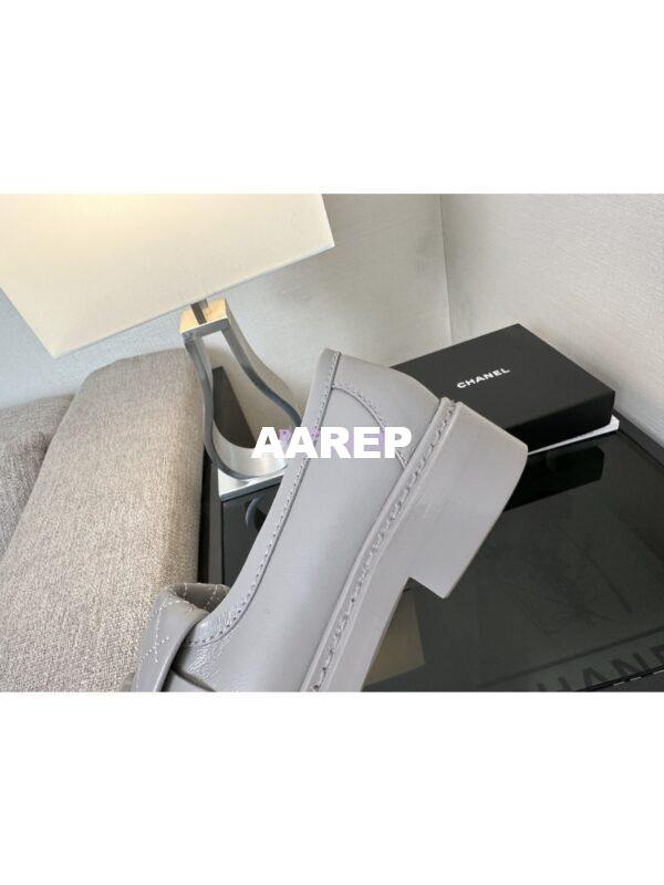 Replica Chanel 24A Twist Lock CC Lambskin Loafers G36646 Grey 7